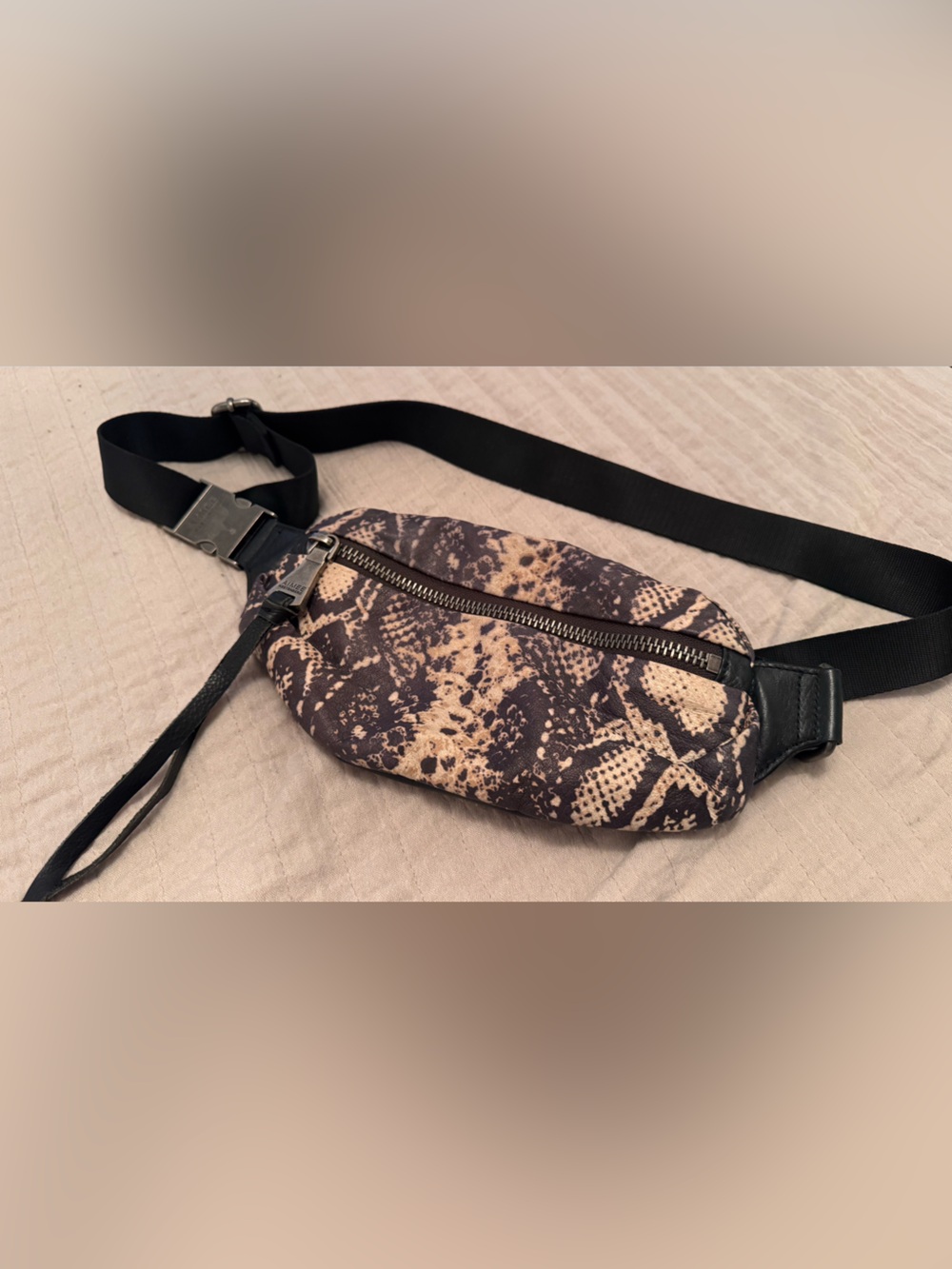 Aimee Kestenberg Brown Snake Print Crossbody Belt Bag